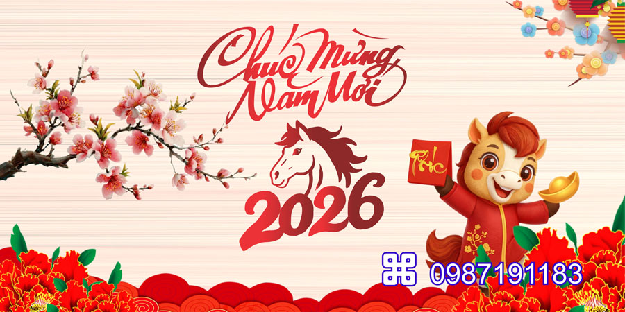 Mẫu backdrop Tết Bính Ngọ 2026 - MÃ 74