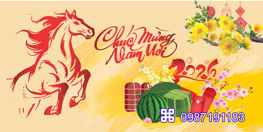 Mẫu backdrop Tết Bính Ngọ 2026 - MÃ 83