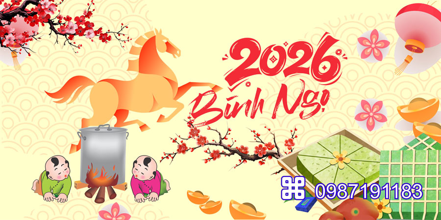 Mẫu backdrop Tết Bính Ngọ 2026 - MÃ 84