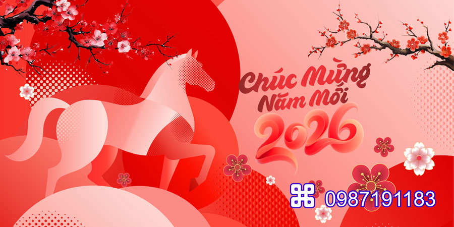 Mẫu backdrop Tết Bính Ngọ 2026 - MÃ 85