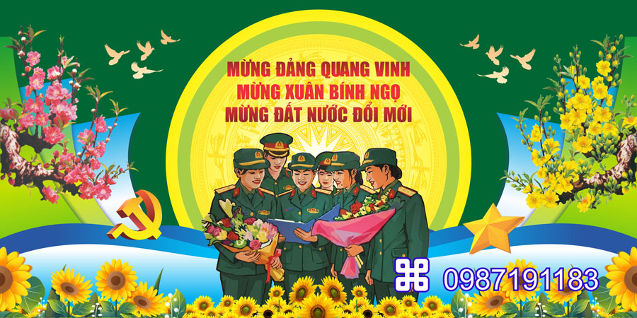 Mẫu backdrop Tết Bính Ngọ 2026 - MÃ 87