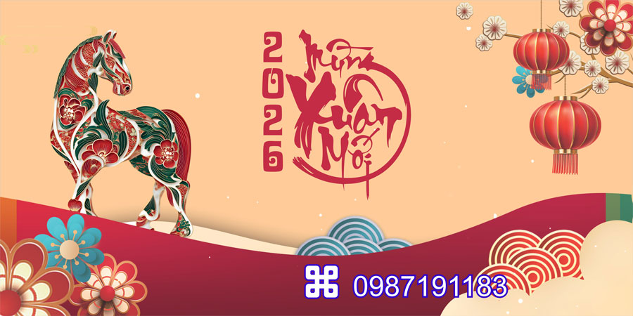 Mẫu backdrop Tết Bính Ngọ 2026 - MÃ 91