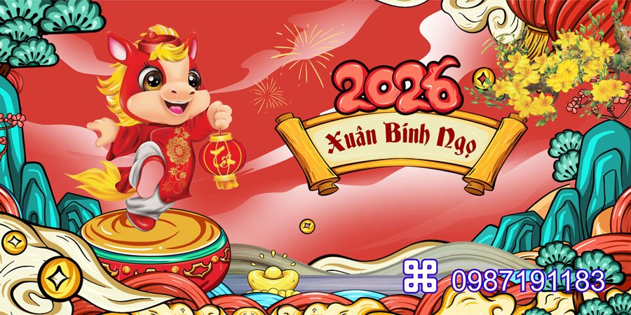 Mẫu backdrop Tết Bính Ngọ 2026 - MÃ 92