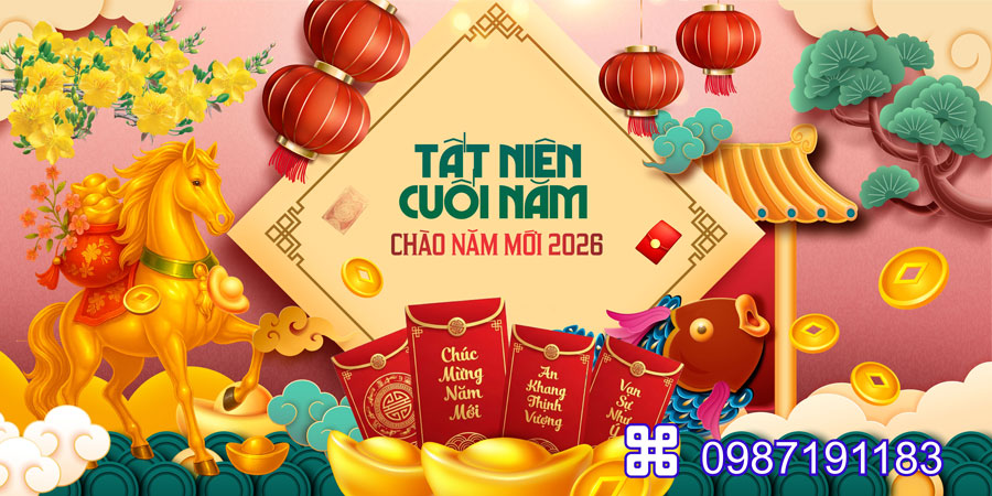 Mẫu backdrop Tết Bính Ngọ 2026 - MÃ 94