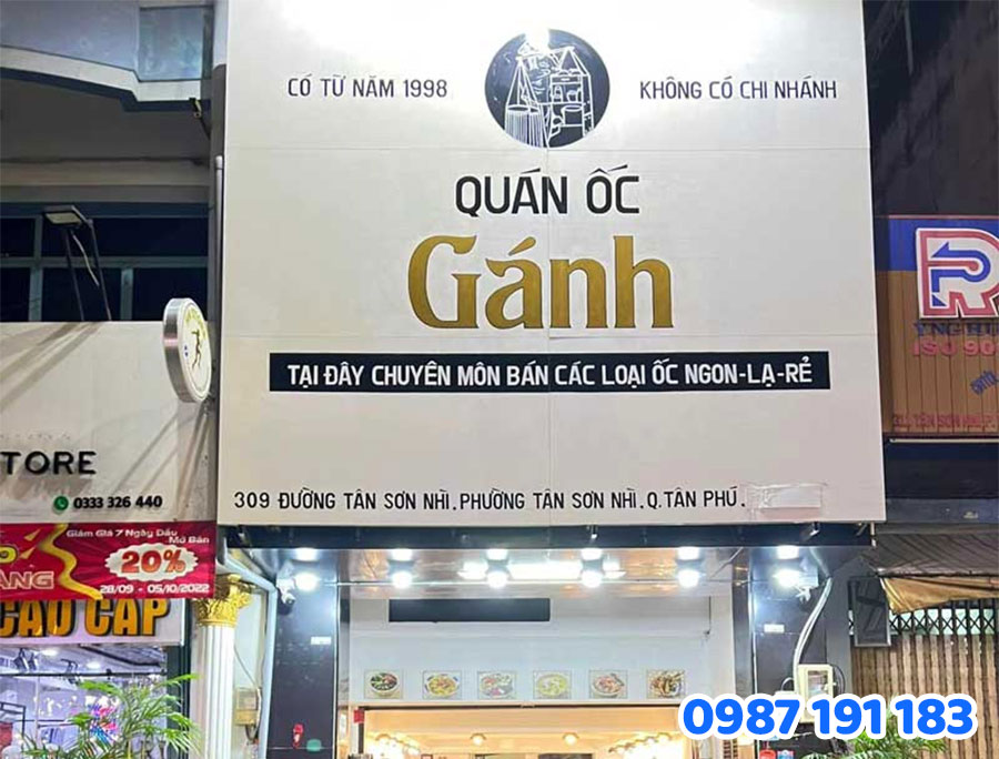 Các loại bảng hiệu phù hợp với quán ốc