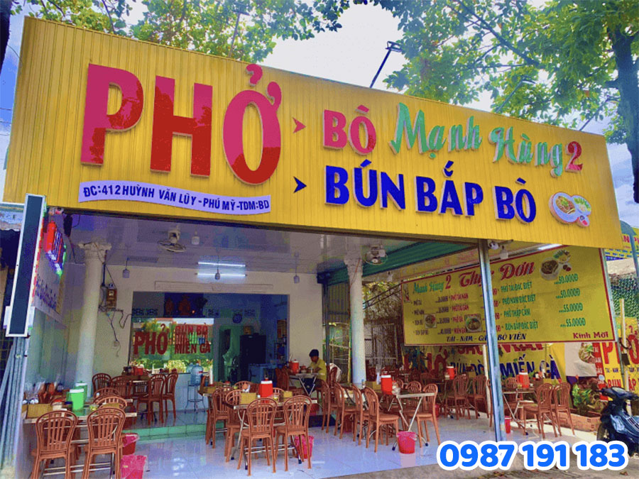 Những yếu tố quan trọng khi thiết kế bảng hiệu quán phở