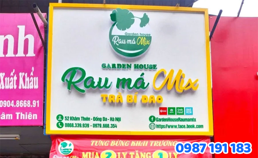 Mẫu bảng hiệu rau má đẹp số 1