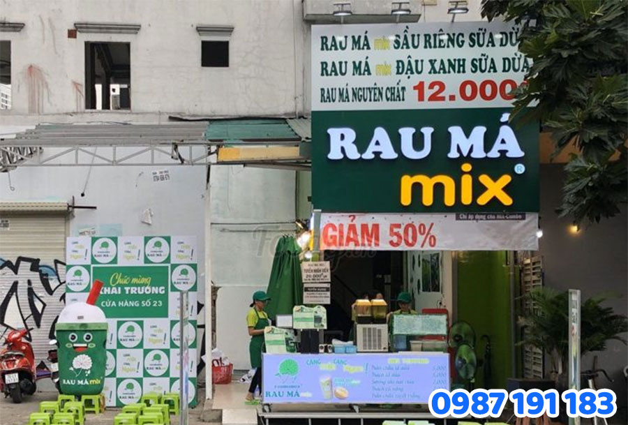 Mẫu bảng hiệu rau má đẹp số 3