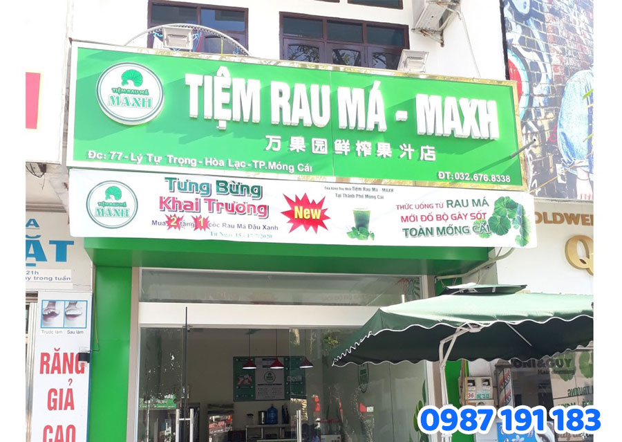 Mẫu bảng hiệu rau má đẹp số 5
