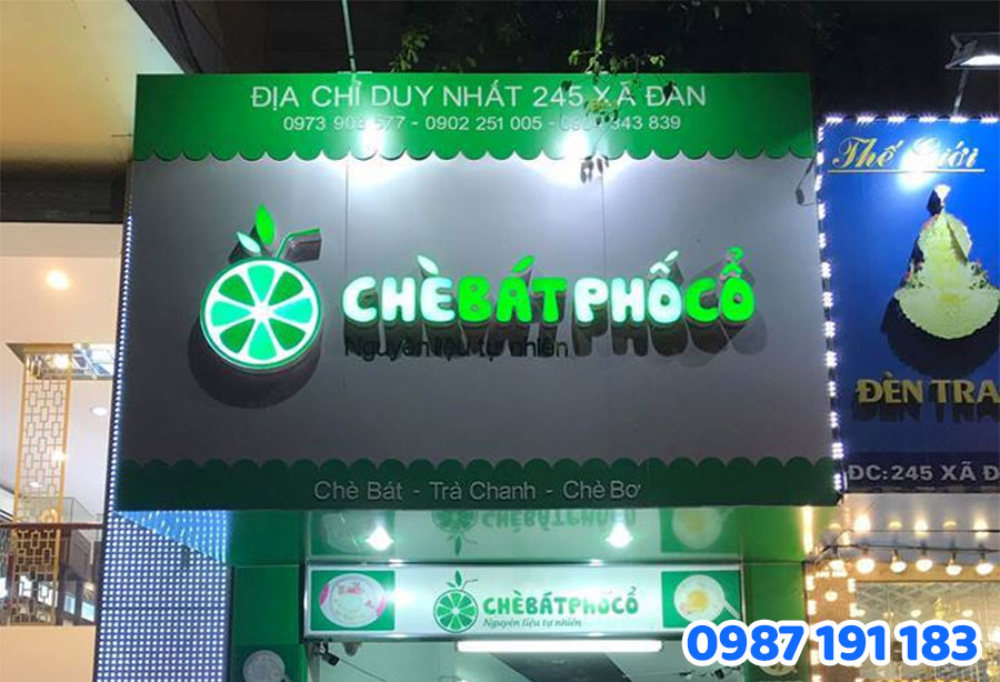 Mẫu số 3 Bảng Hiệu bán chè dạng Hộp Đèn