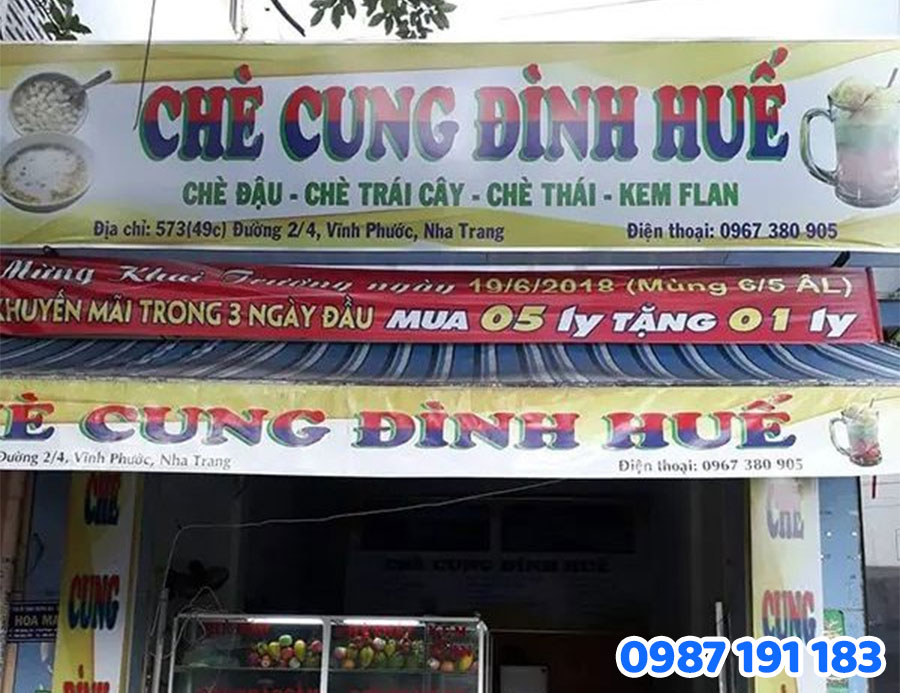 Bảng Hiệu quán chè bằng Bạt Hiflex mẫu 2