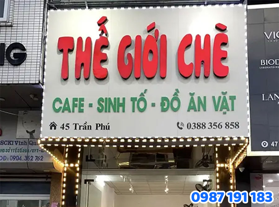 Bảng Hiệu Alu Chữ Nổi bán chè mẫu 1