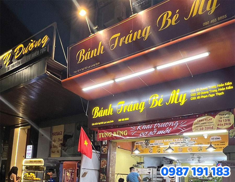 Bảng Hiệu Hộp Đèn cho quán bánh tráng nướng mẫu 3