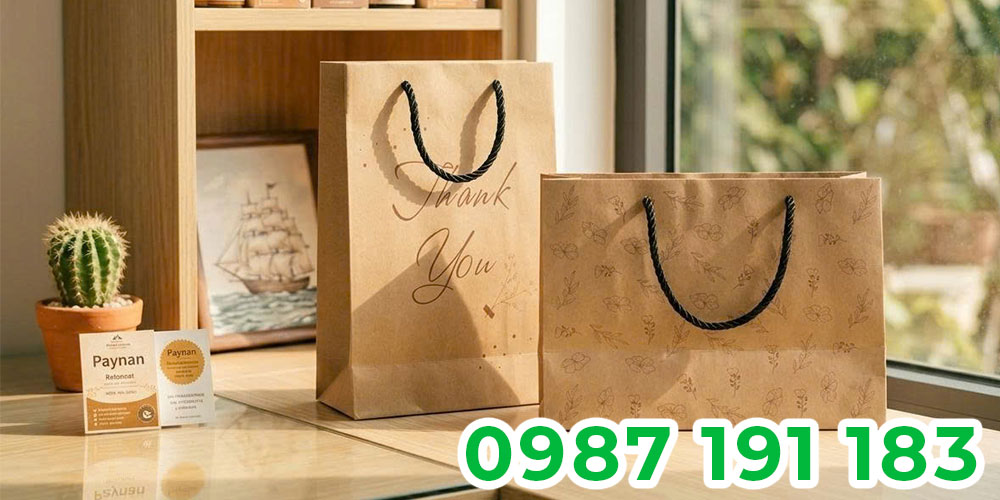 Mẫu túi giấy làm từ giấy Kraft sẽ có màu nâu đặc trưng tự nhiên
