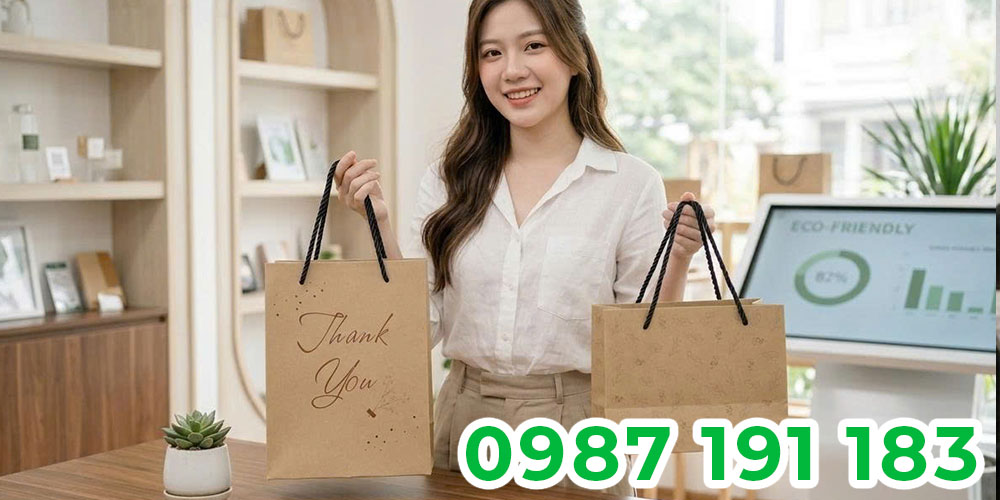 Mẫu in túi giấy Kraft theo yêu cầu cửa hàng 03