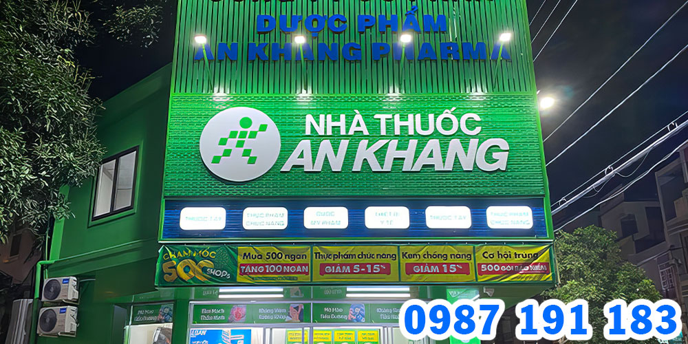 Nhận thi công bảng hiệu chuỗi nhà thuốc An Khang tại TPHCM