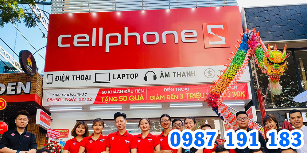 Trên bảng hiệu sẽ có chữ Cellphone cùng chữ S cách điệu đặc trưng