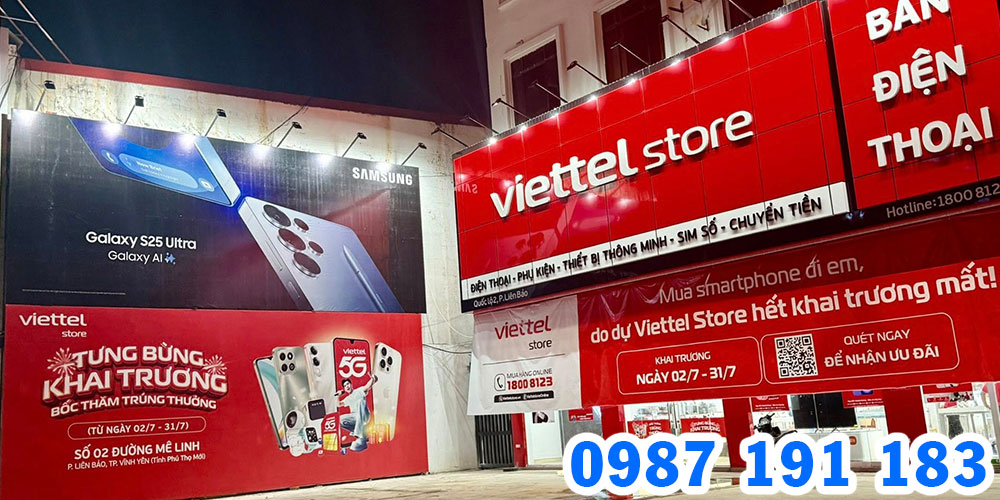 Nhận thi công chuỗi bảng hiệu Viettel Store đẹp, bền TPHCM
