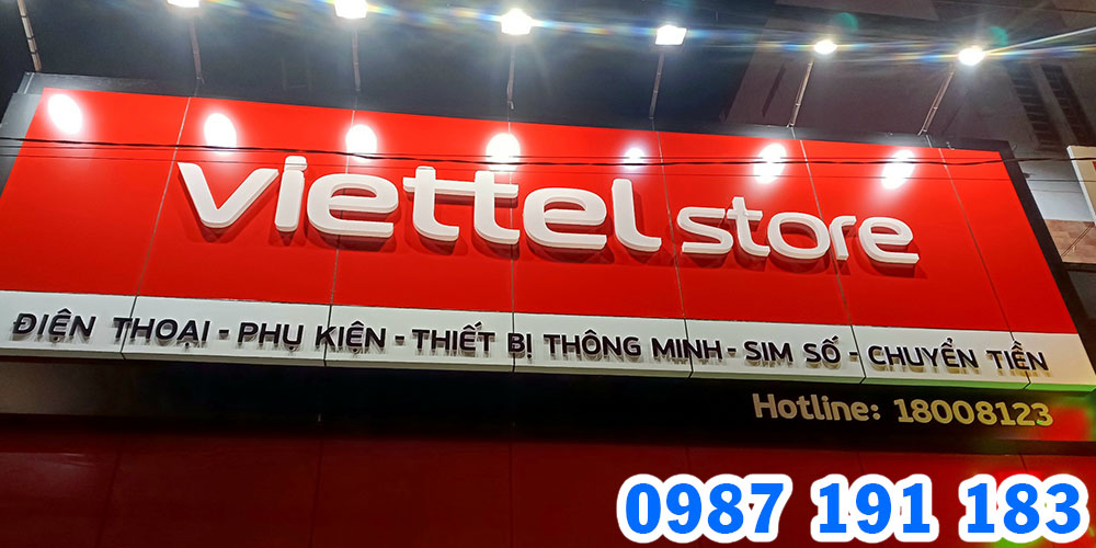 Mẫu bảng hiệu chuỗi cửa hàng Viettel Store 13