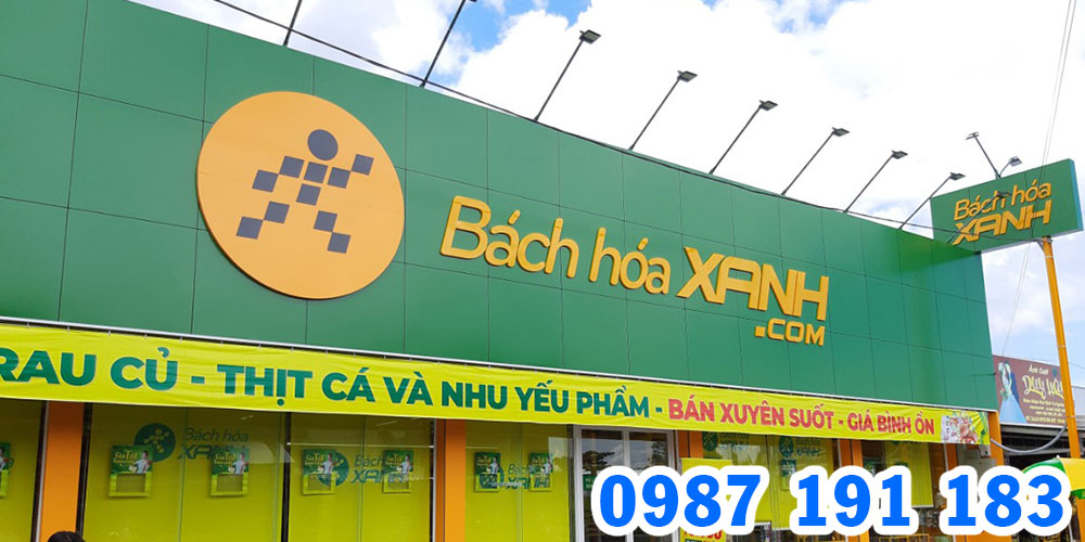 Nhận thi công bảng hiệu chuỗi cửa hàng Bách Hóa Xanh đồng bộ