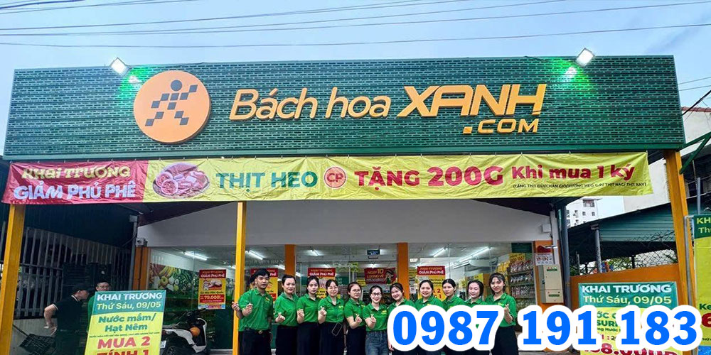 Mẫu biển hiệu mặt tiền cửa hàng Bách Hóa Xanh