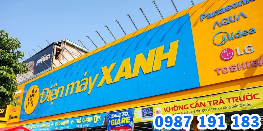 Thiết kế biển hiệu Điện Máy Xanh nên đồng bộ để khách hàng dễ nhận diện trên cả nước