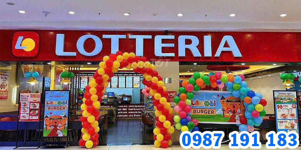 Mẫu biển hiệu mặt tiền Lotteria tại trung tâm thương mại