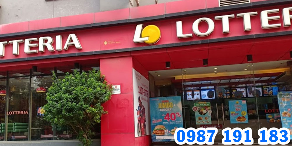 Nhận thi công bảng hiệu chuỗi cửa hàng Lotteria đẹp TPHCM
