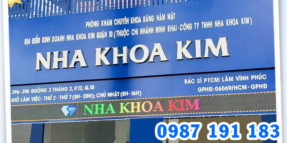 Nhận thi công bảng hiệu chuỗi nha khoa Kim đẹp, chắc chắn