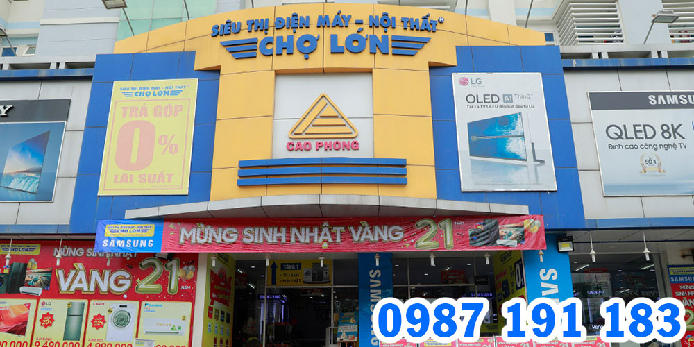 Thi công bảng hiệu chuỗi siêu thị điện máy nội thất Chợ Lớn