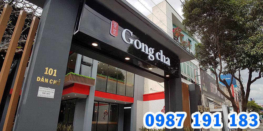 Nhận thi công bảng hiệu chuỗi trà sữa Gong Cha tại TPHCM