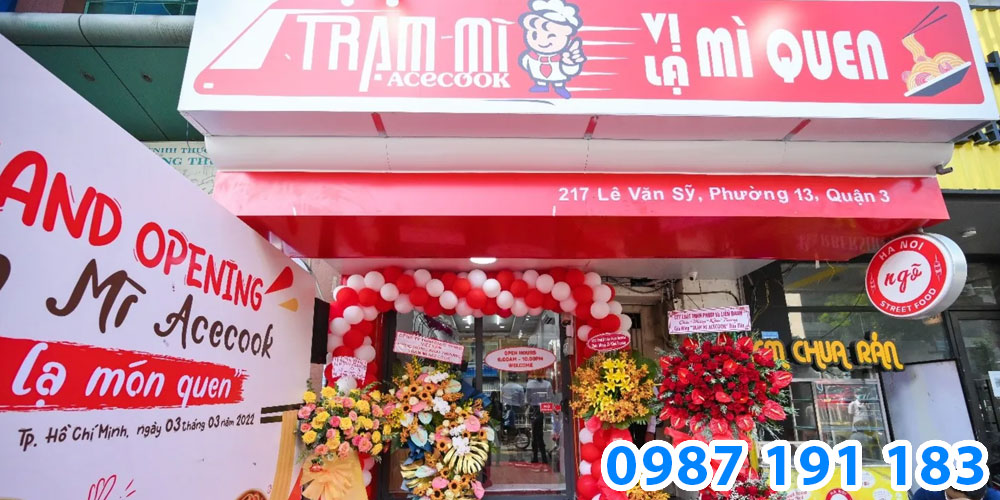 Nhận thi công bảng hiệu chuỗi trạm mì Acecook bền, đẹp