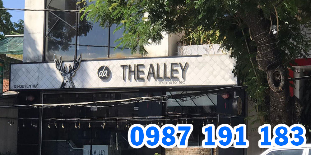 Nhận thi công bảng hiệu chuỗi trà sữa The Alley tại TPHCM