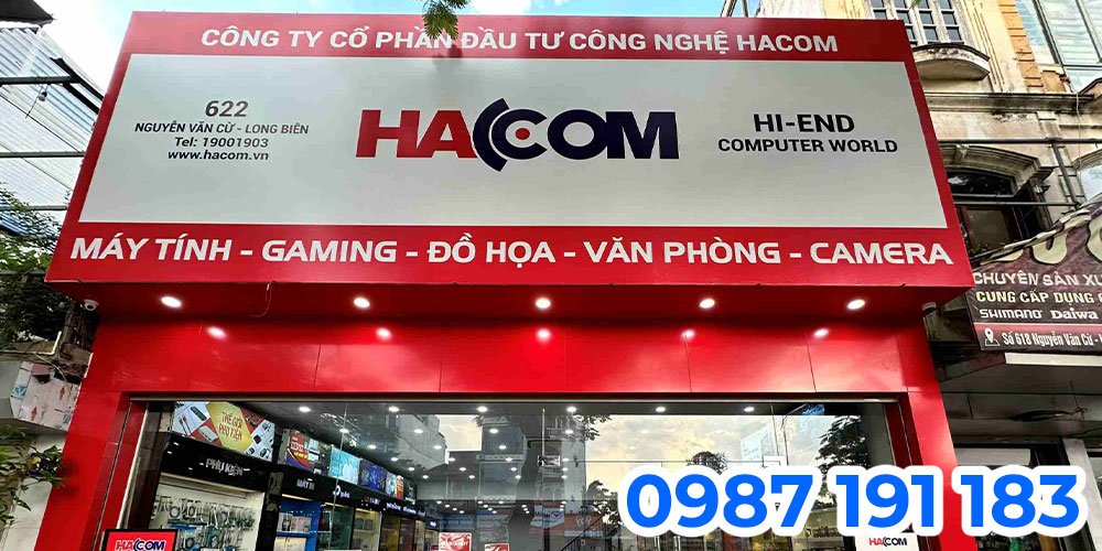 Mẫu bảng hiệu mặt tiền cửa hàng HACOM