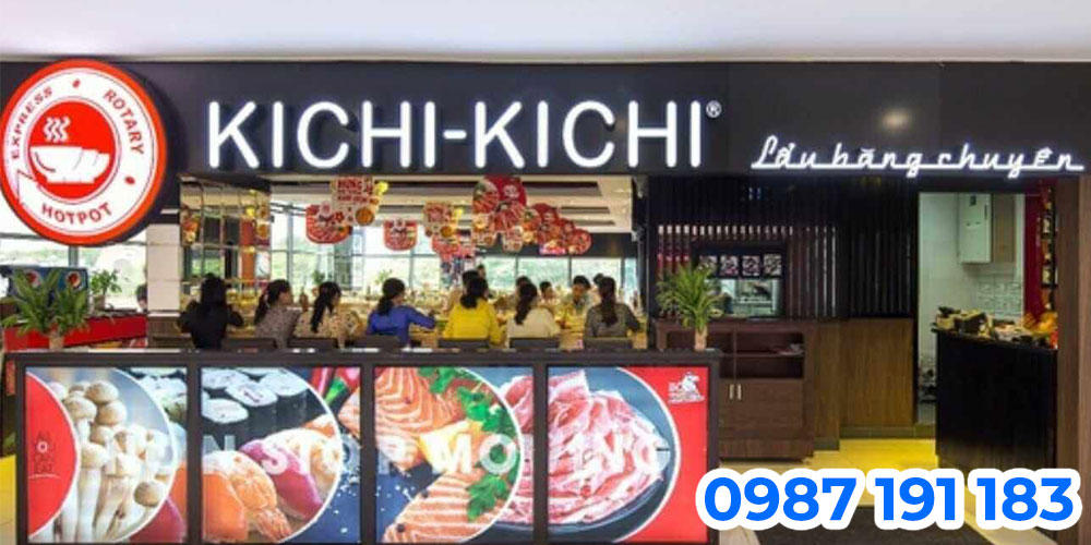 Mẫu bảng hiệu nhà hàng lẩu băng chuyền Kichi Kichi 01