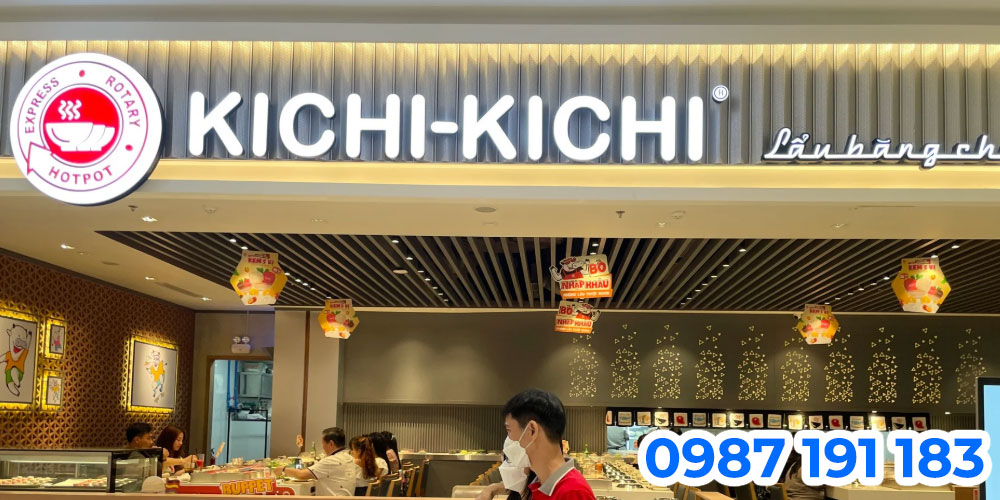 Mẫu biển hiểu nhà hàng lẩu băng chuyền Kichi Kichi