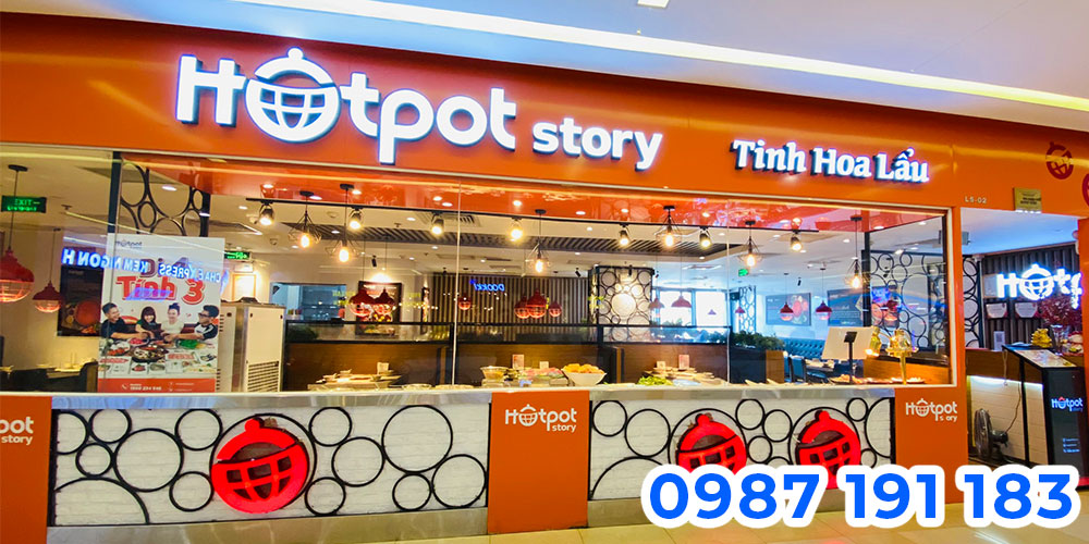 Nhận thi công bảng hiệu chuỗi nhà hàng Hotpot Story TPHCM
