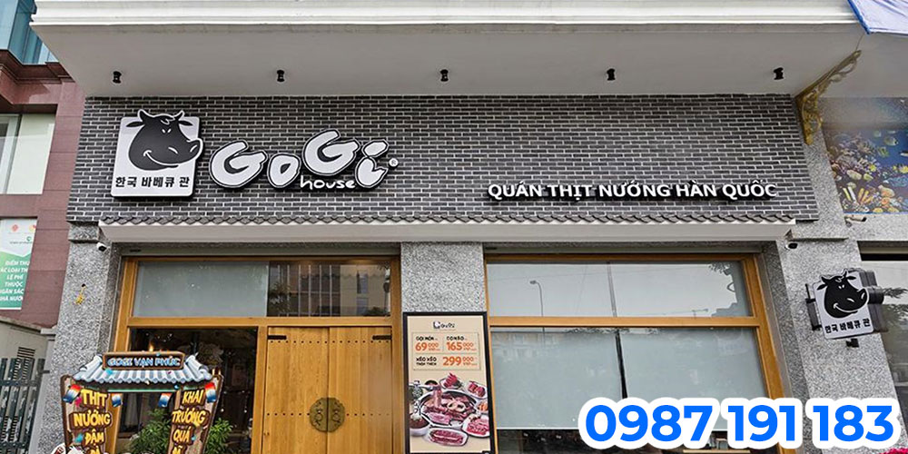 Nhận thi công bảng hiệu chuỗi nhà hàng Gogi House tại TPHCM