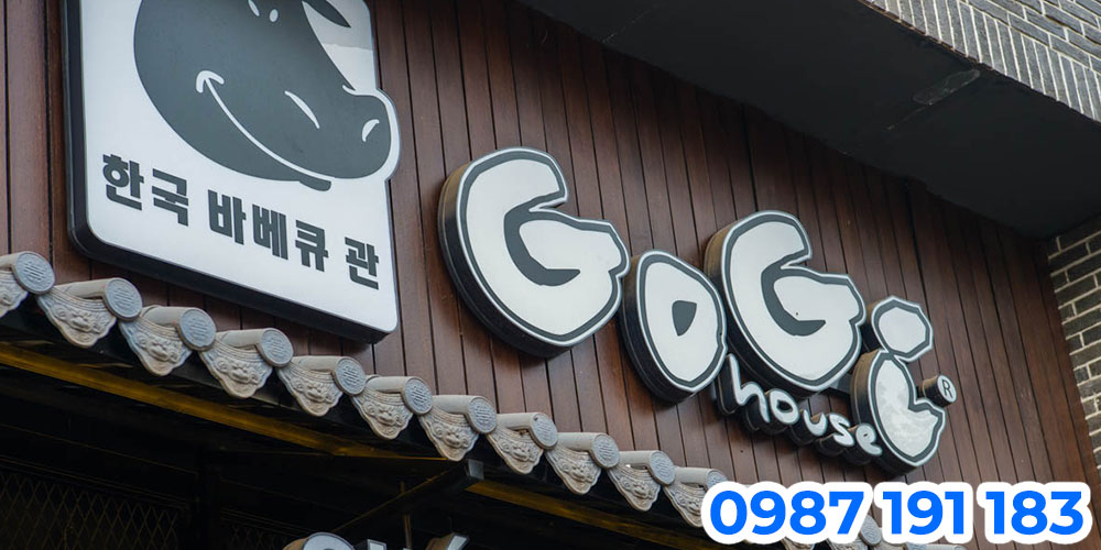 Mẫu bảng hiệu nhà hàng thịt nướng GoGi House cơ bản