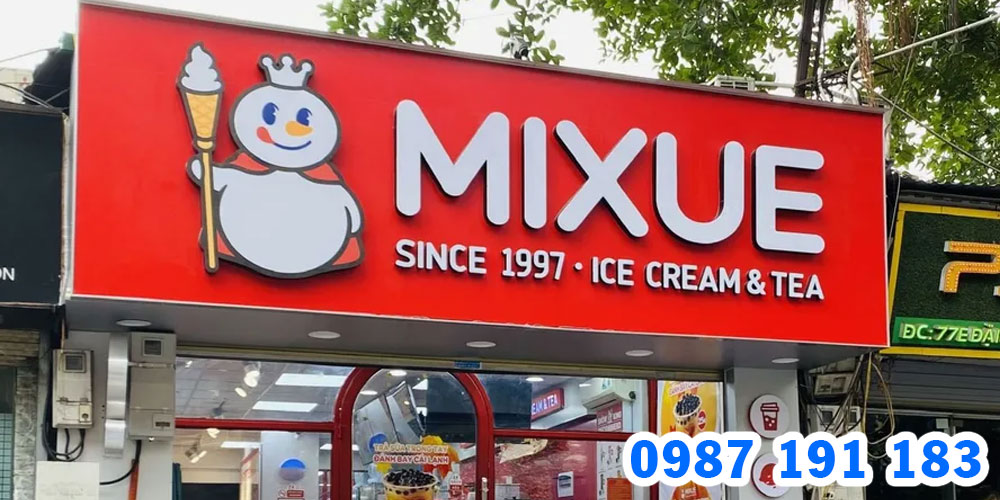 Mẫu bảng hiệu thương hiệu trà sữa Mixue