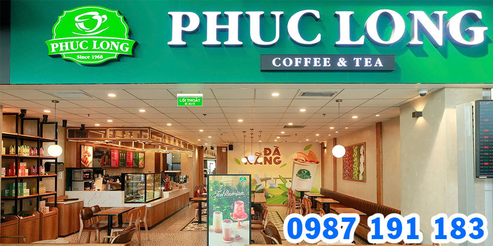 Nhận thi công bảng hiệu chuỗi trà sữa Phúc Long đẹp TPHCM