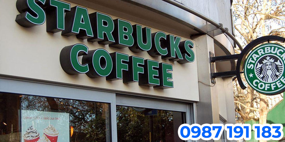 Mẫu bảng hiệu chuỗi cửa hàng cà phê Starbucks 01