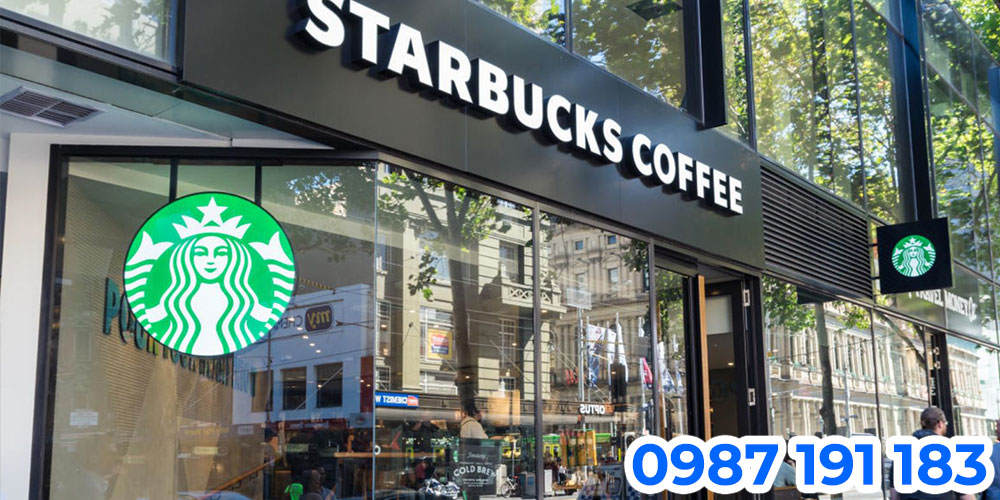 Nhận thi công bảng hiệu chuỗi cửa hàng cà phê Starbucks