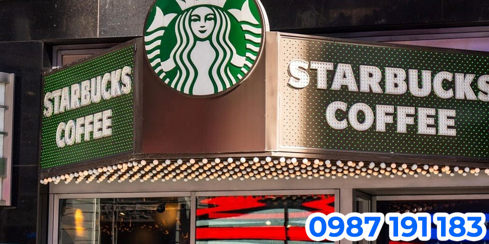 Mẫu bảng hiệu chuỗi cửa hàng cà phê Starbucks 02