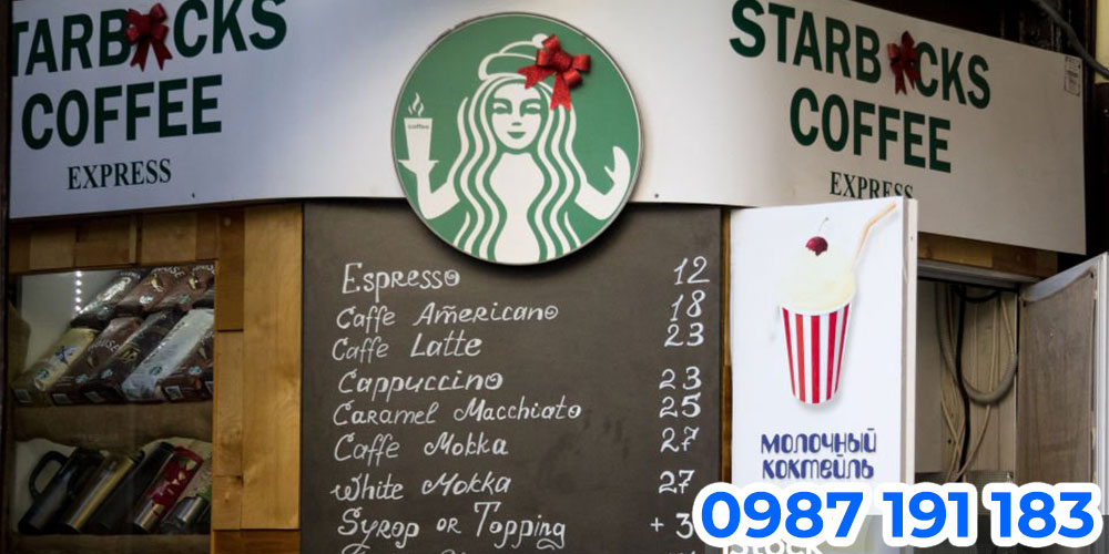 Mẫu bảng hiệu chuỗi cửa hàng cà phê Starbucks 03