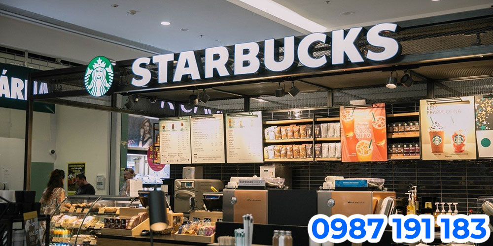 Mẫu bảng hiệu chuỗi cửa hàng cà phê Starbucks 04