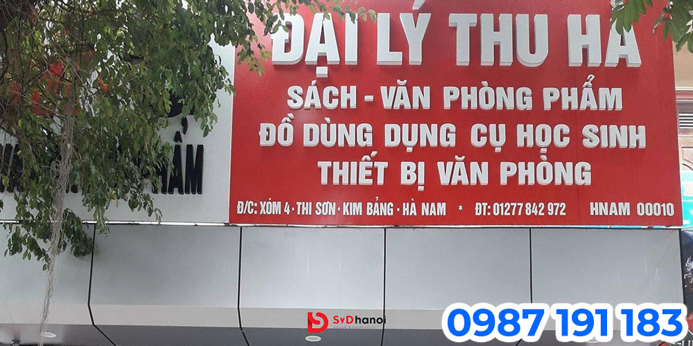 Mẫu bảng hiệu cửa hàng văn phòng phẩm cơ bản