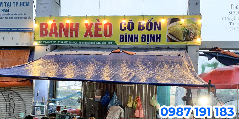 Mẫu bảng hiệu làm bằng bạt cho quán bánh xèo