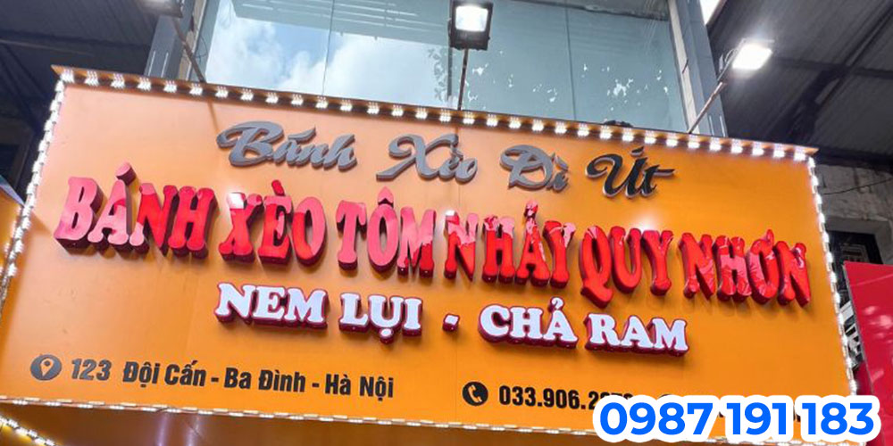 Mẫu bảng hiệu quán bánh xèo làm bằng chất liệu cao cấp alu mica