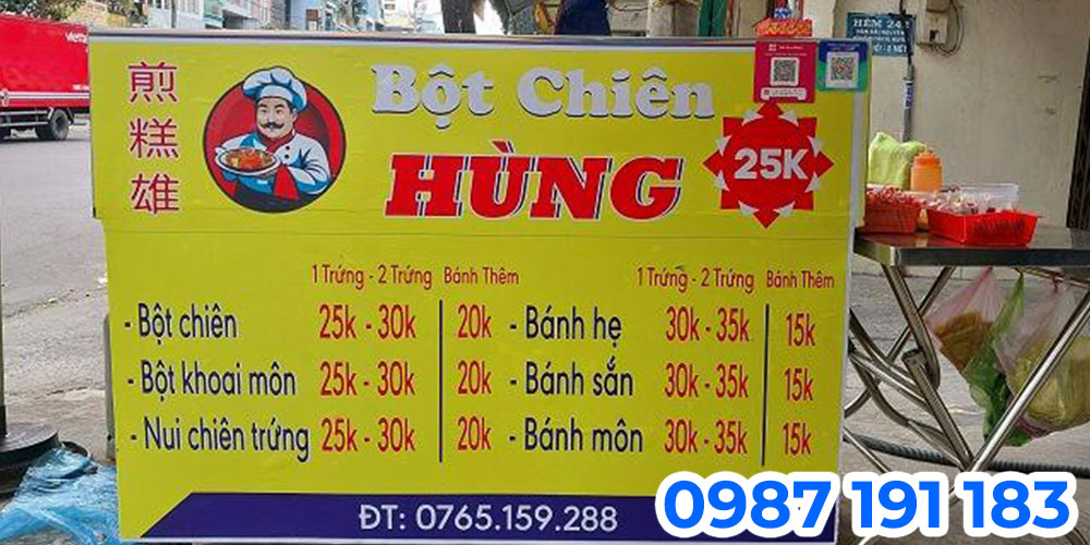 Thi công bảng hiệu quán bột chiên đơn giản rẻ đẹp TPHCM